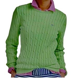 Vineyard Vines Green Cable Knit Sweater